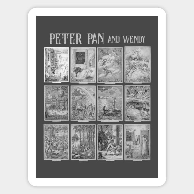 Peter Pan, Neverland Wendy Darling - Captain Hook, Tinker Bell and the lost boys Sticker by OutfittersAve